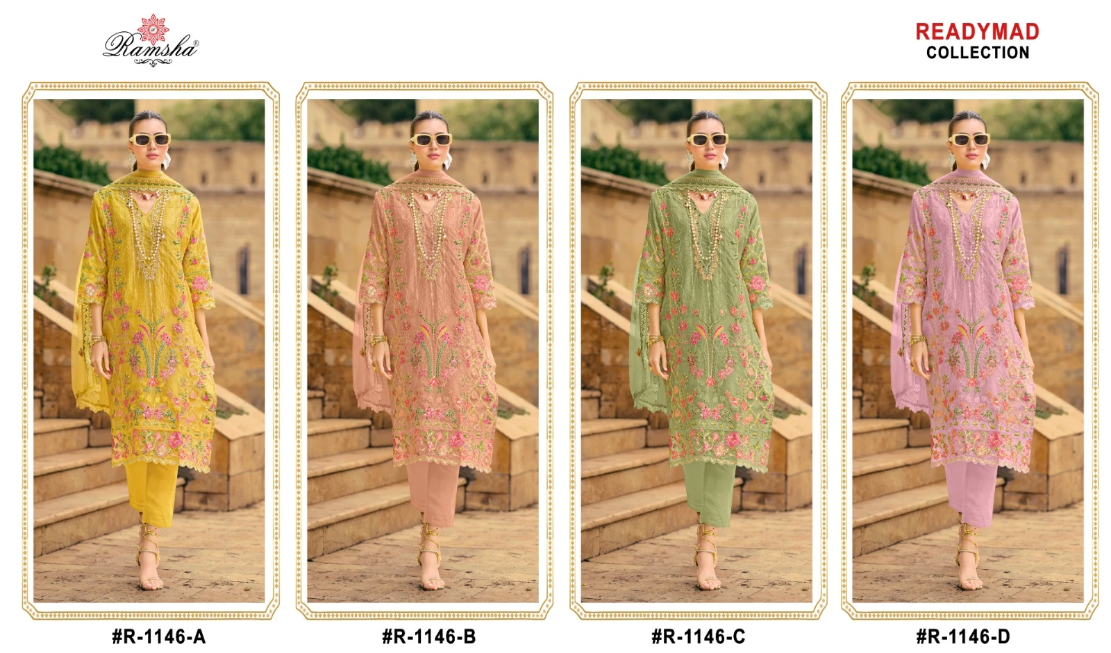 Ramsha R-1146 Nx Organza Wholesale Pakistani Readymade Salwar Suit Catalog — Wholesale Salwar Suits, MPA wholesale from Surat — view 5